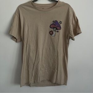 Bowery Supply Co Tan Colorful Mushroom Graphic T Shirt-Men’s Size Medium